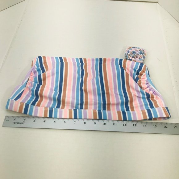 Xhilaration Womens Sz 14W Metallic Thread Longline Bandeau Swim Top Striped NWOT - Picture 9 of 10